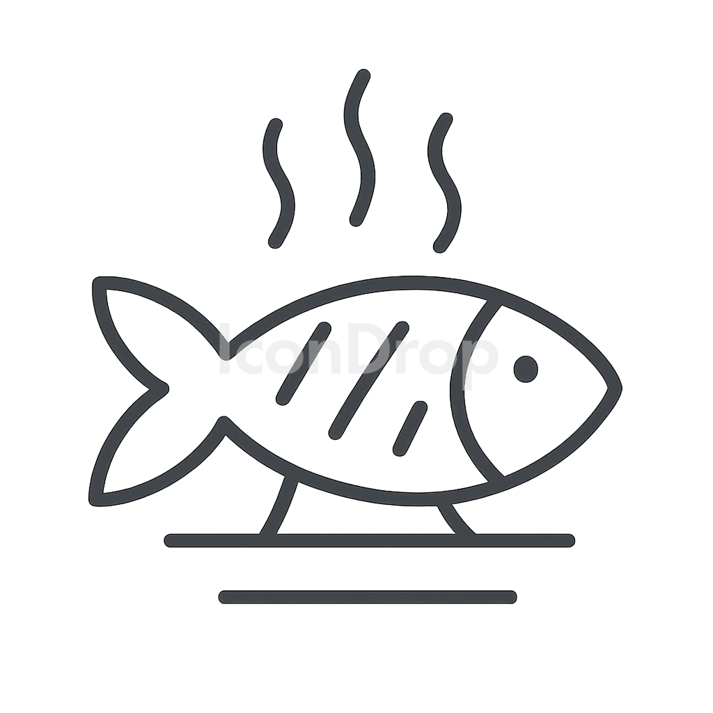 Grilled Fish Icon Outline