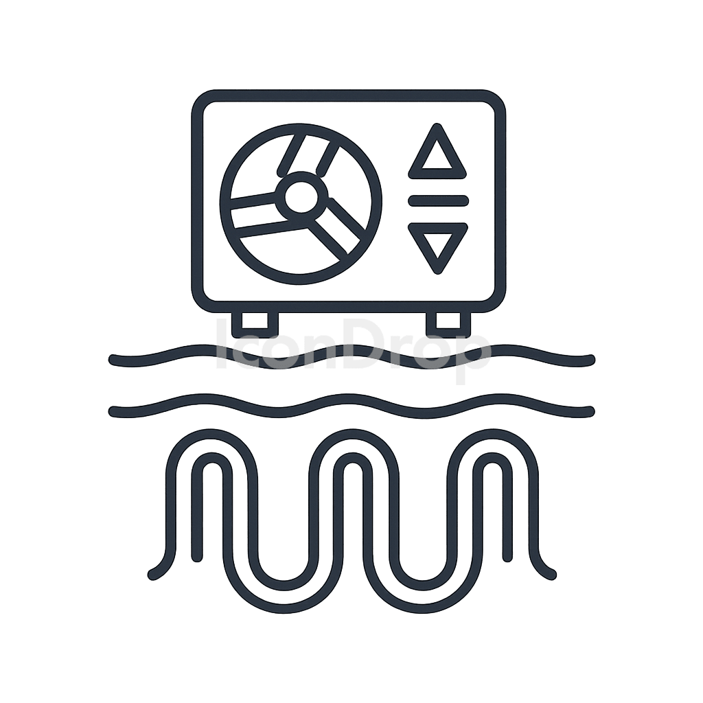 Ground Source Heat Pump Icon Outline