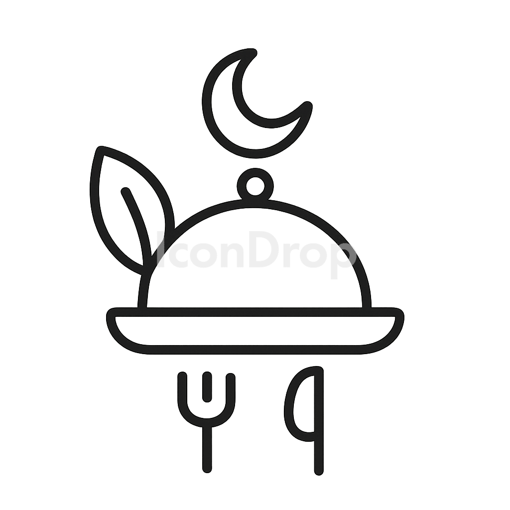 Halal Food Icon Outline