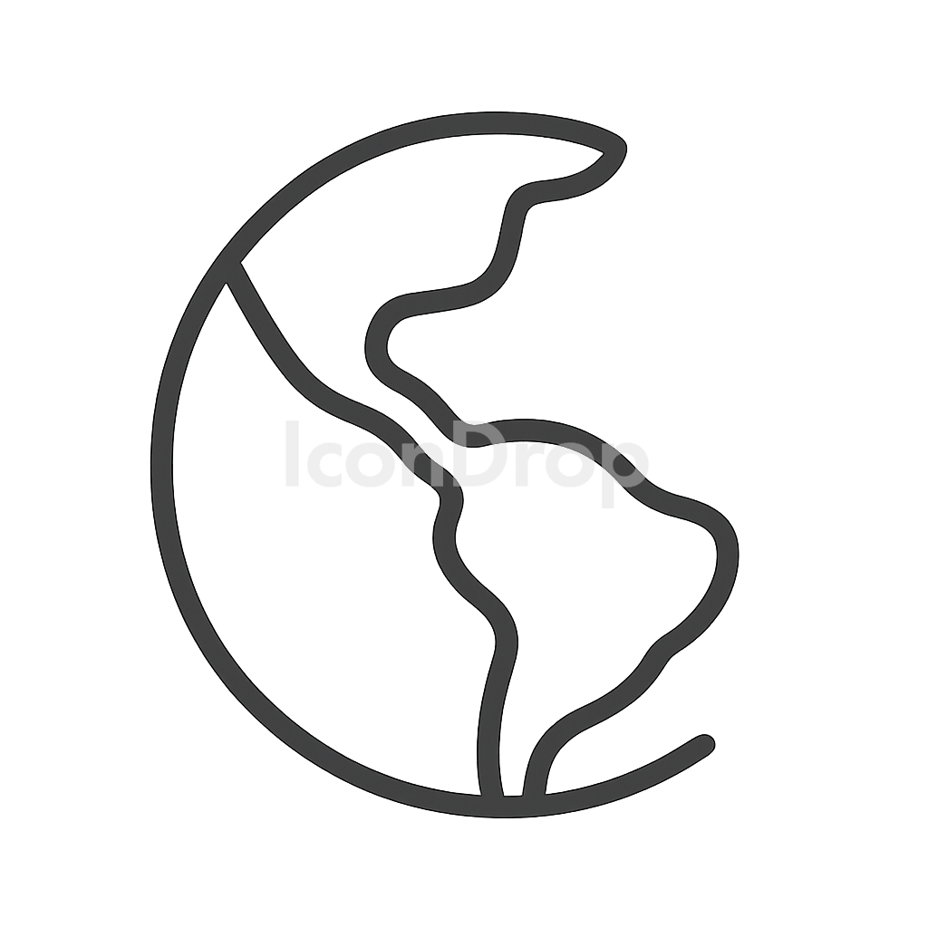 Half Earth Icon Outline