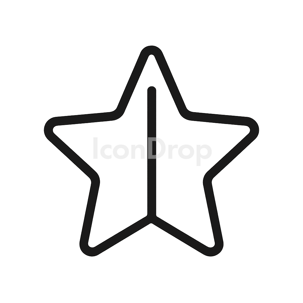 Half Filled Star Icon Outline