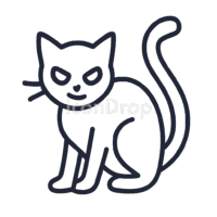 Halloween Black Cat Icon Outline