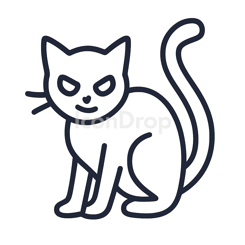 Halloween Black Cat Icon Outline