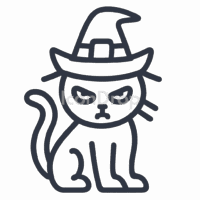 ハロウィン猫のアイコン(アウトライン)