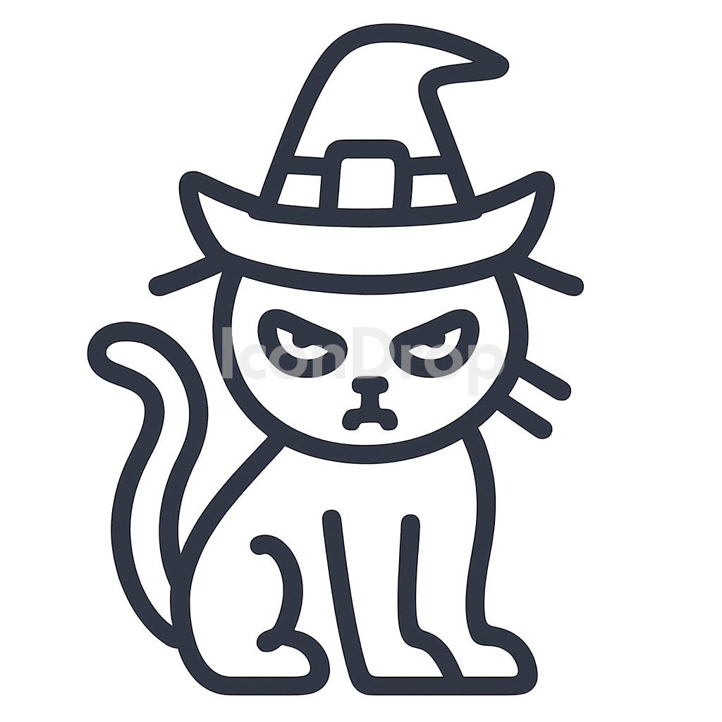 Halloween Cat Icon Outline