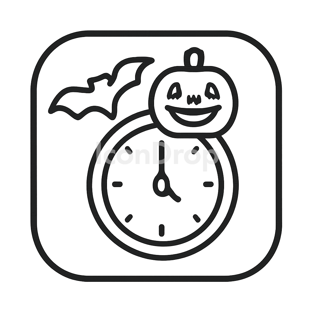 Halloween Clock App Icon Outline