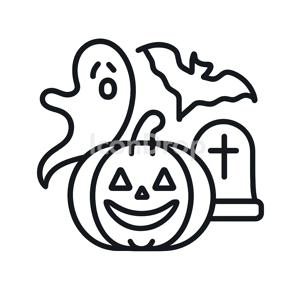 Halloween Icons Aesthetic Outline