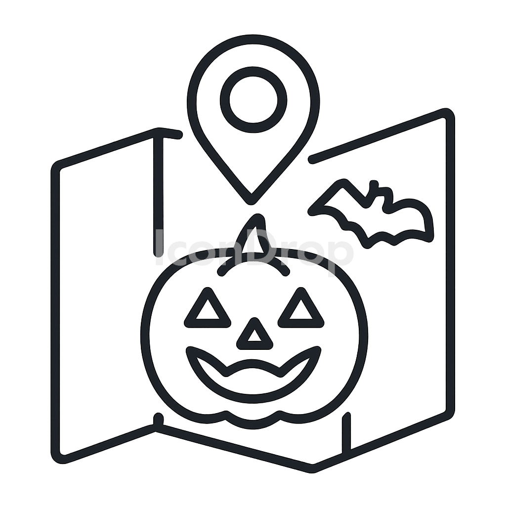 Halloween Maps Icon Outline