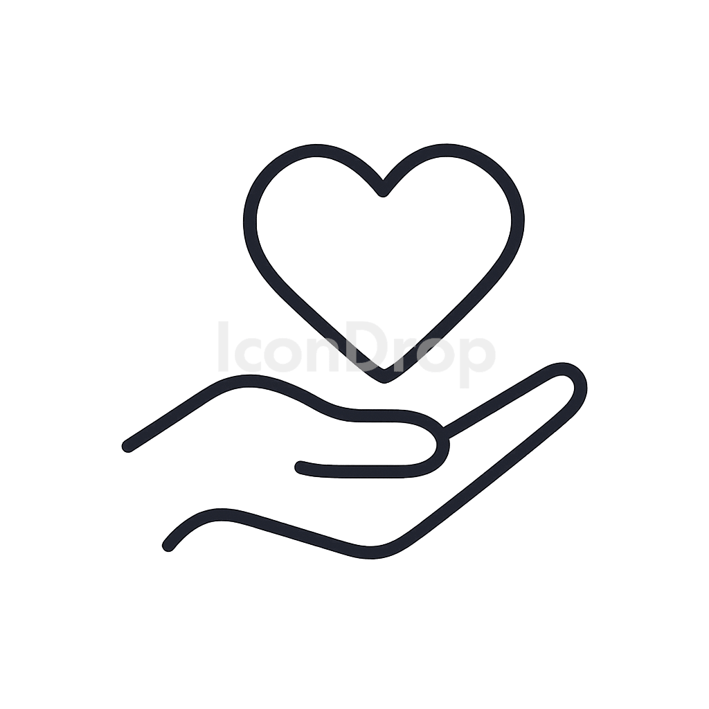 Hand Holding Heart Icon Outline
