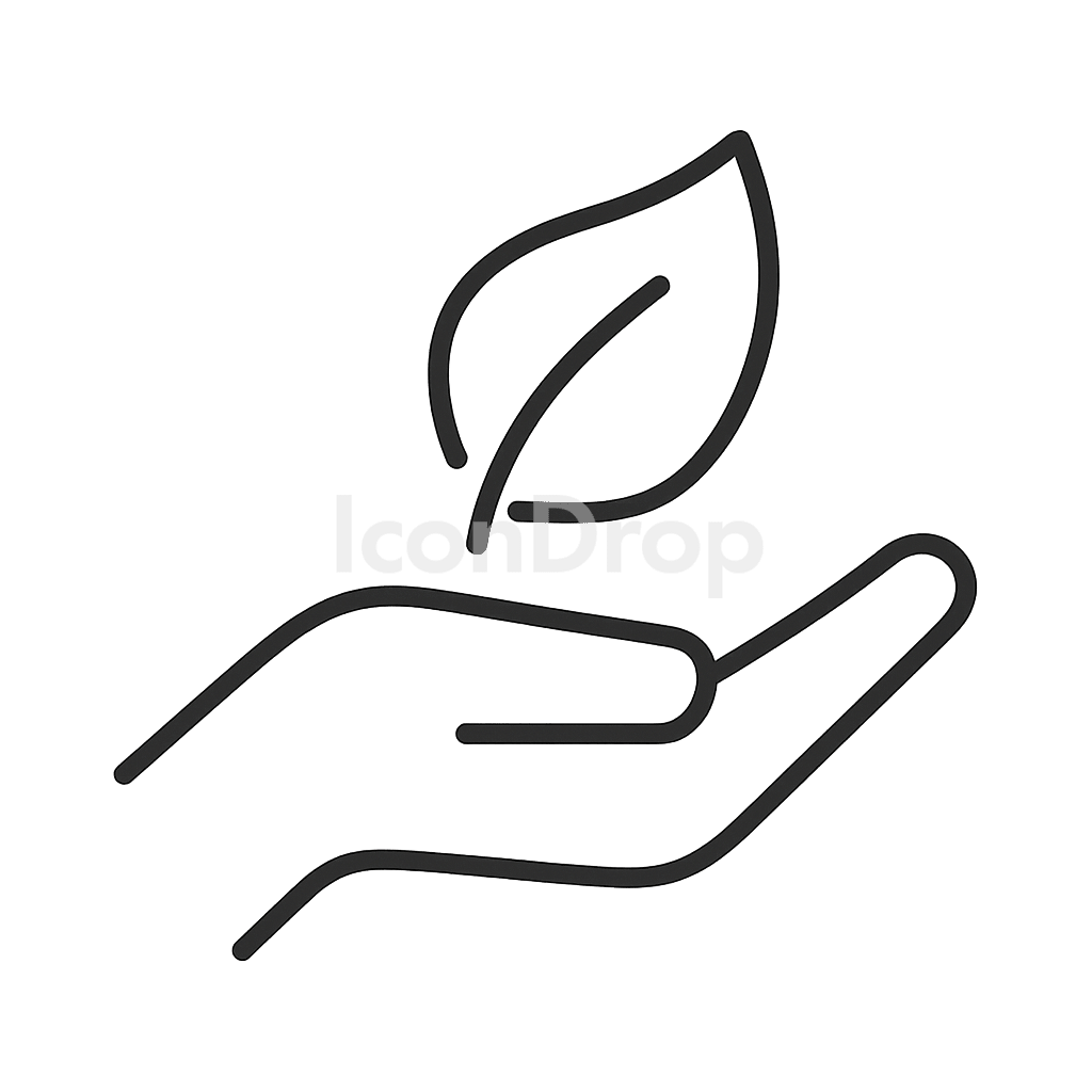 Hand Holding Leaf Icon Outline