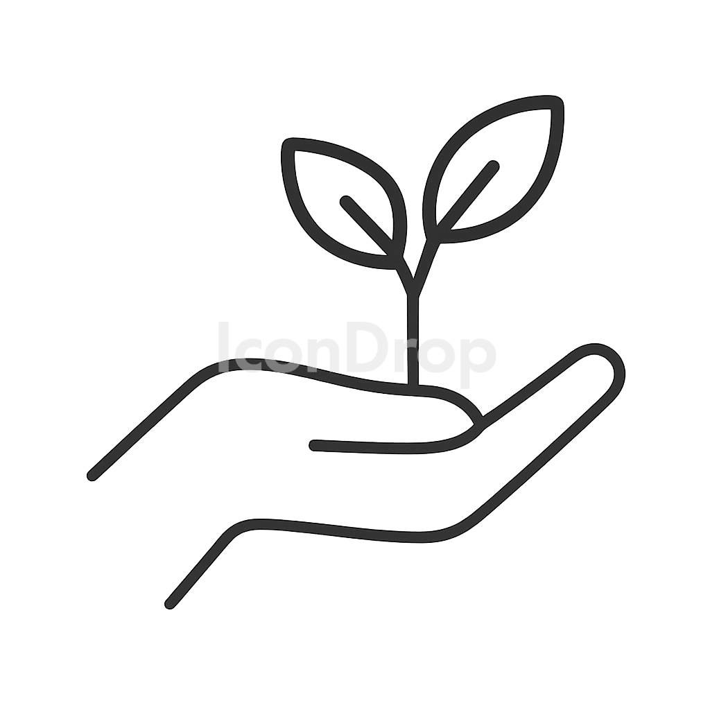 Hand Holding Plant Icon Outline