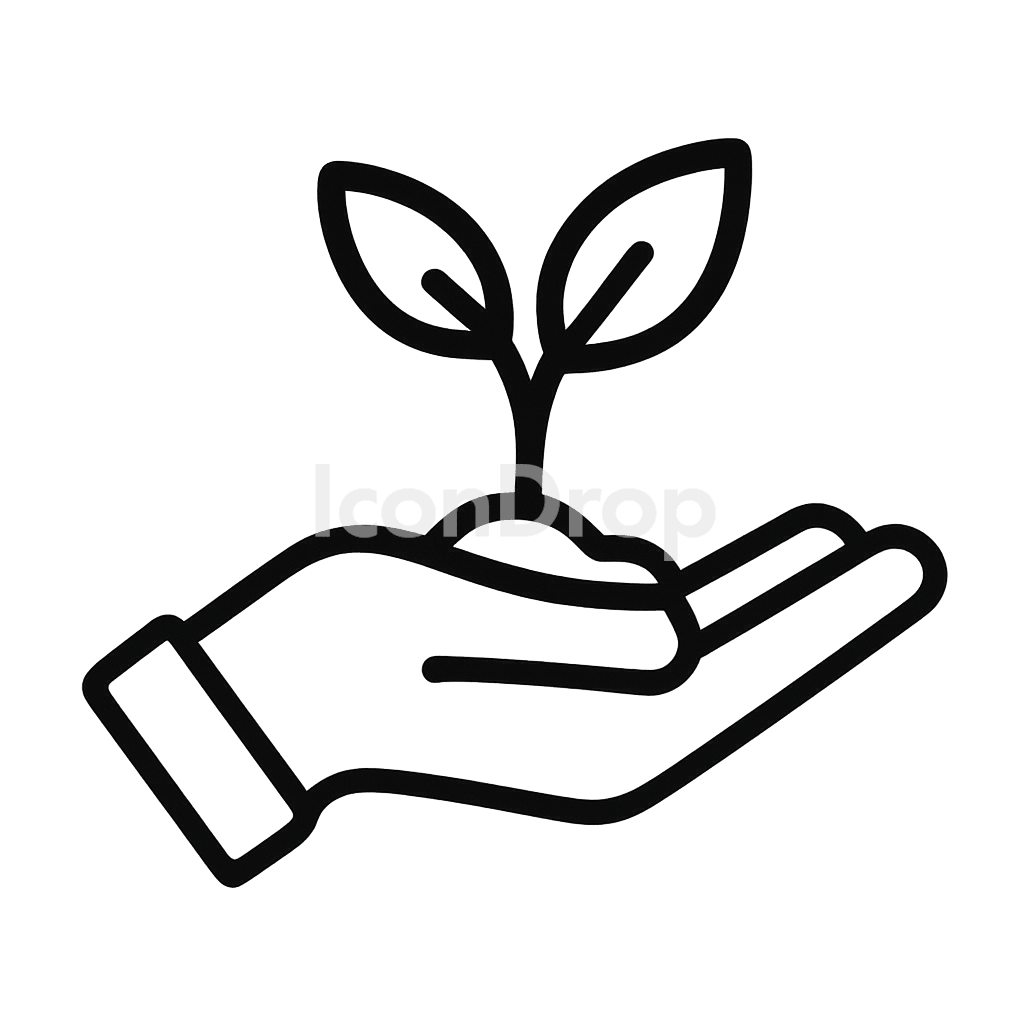 Hand Plant Icon Outline