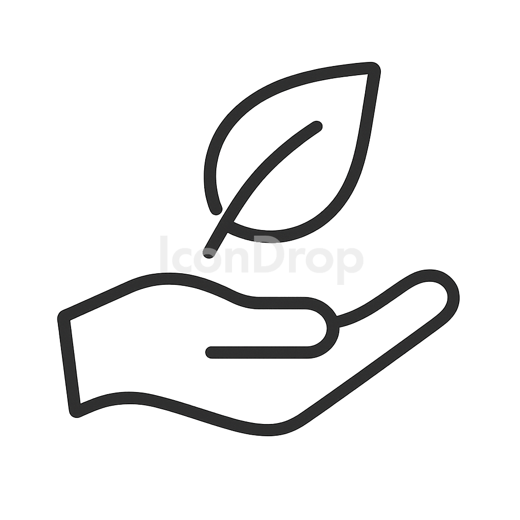 Hand With Leaf Icon Outline