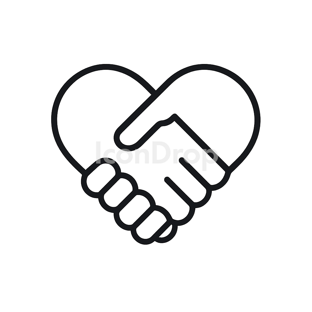Handshake Heart Icon Outline