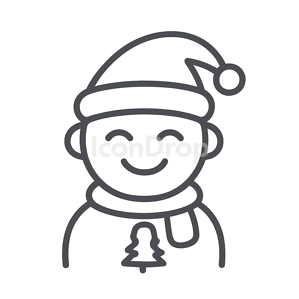 Happy Christmas Icon Outline