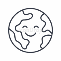 Happy Earth Icon Outline