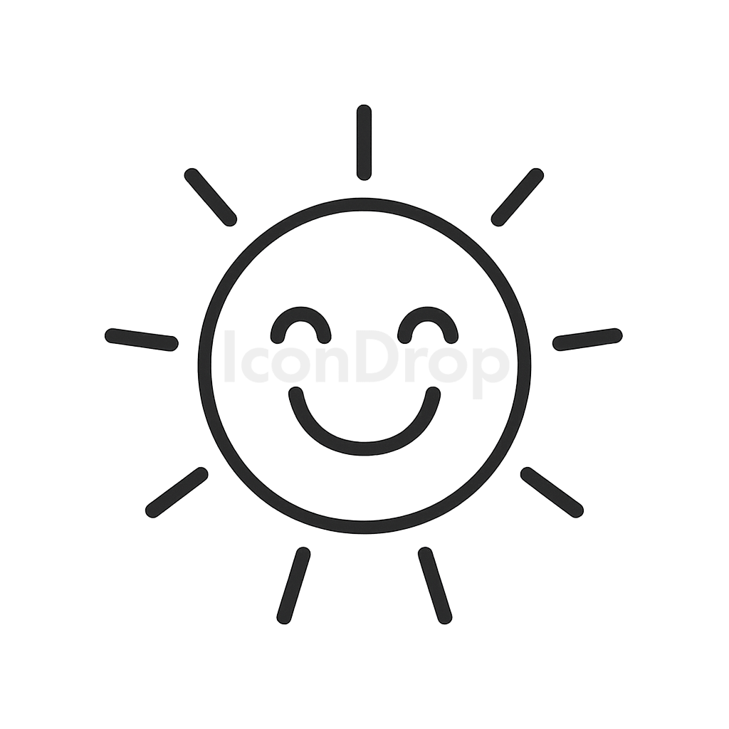 Happy Sun Icon Outline