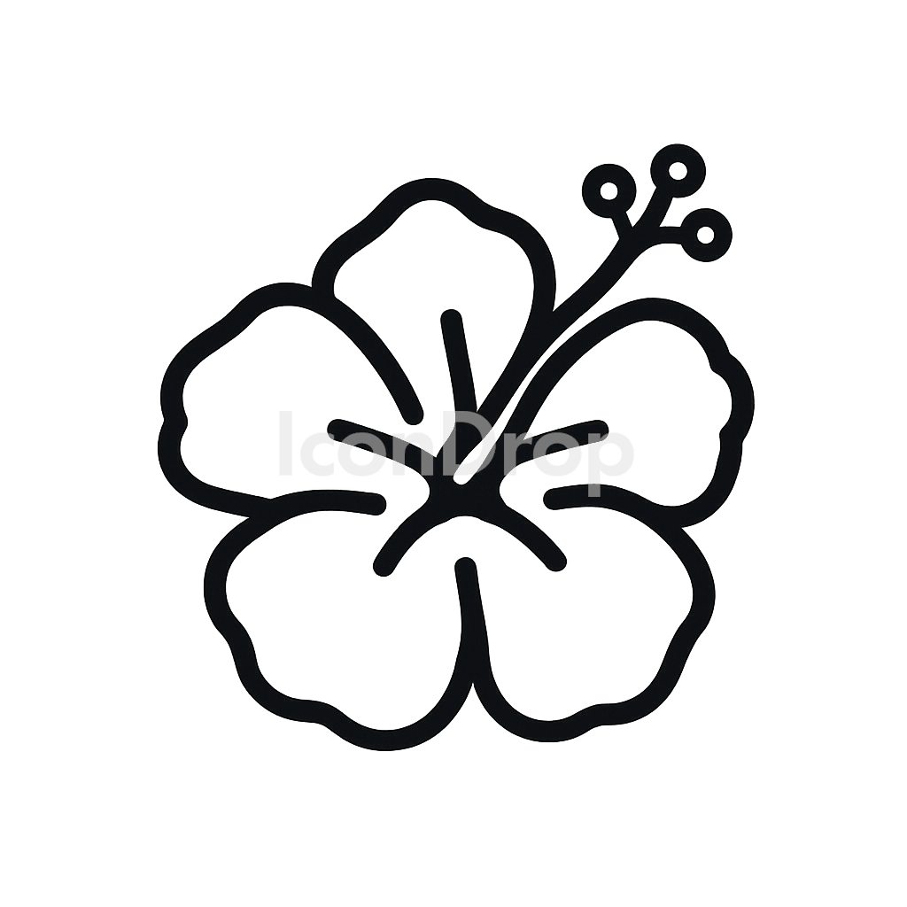 ハワイアンフラワーのアイコン アウトライン