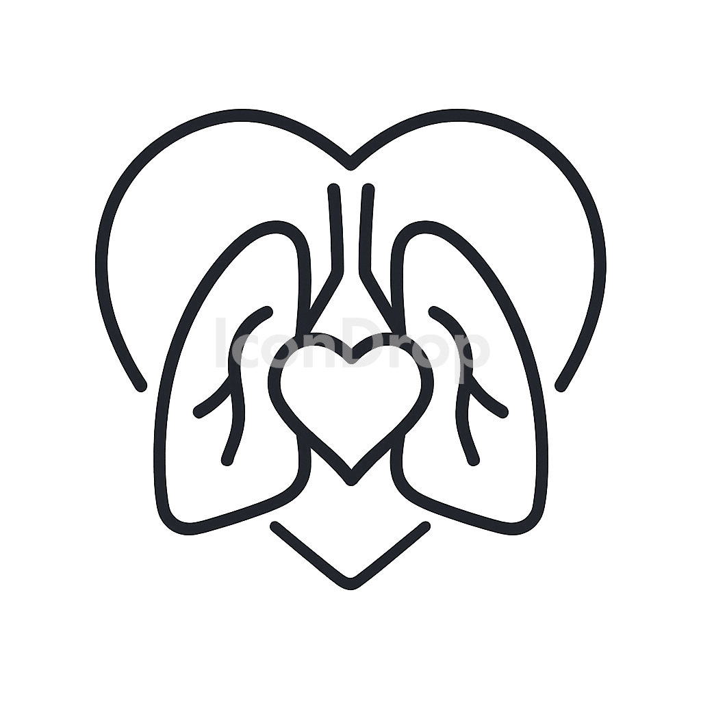 Heart And Lungs Icon Outline