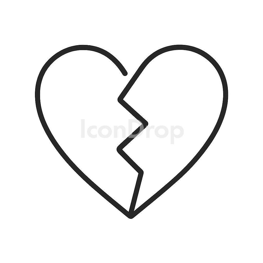 Heart Break Icon Outline
