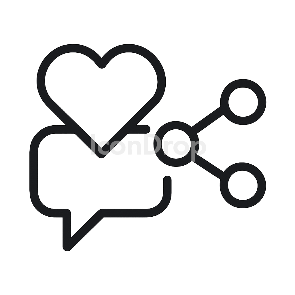 Heart Comment Share Icons Outline