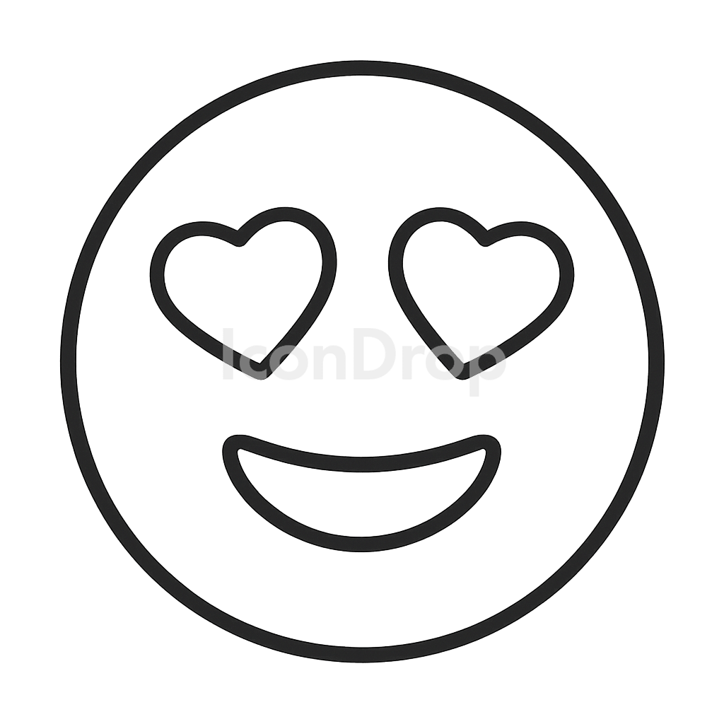 Heart Eyes Icon Outline