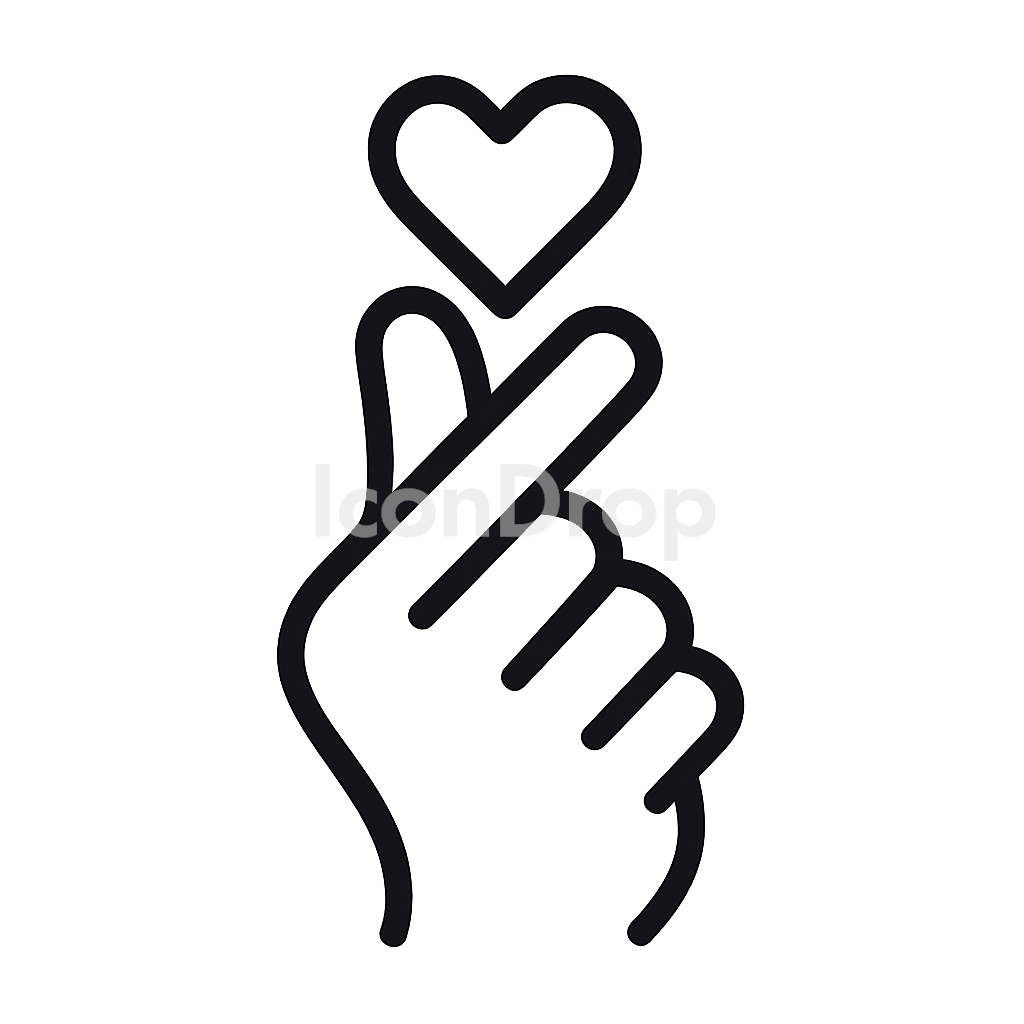 Heart Finger Icon Outline