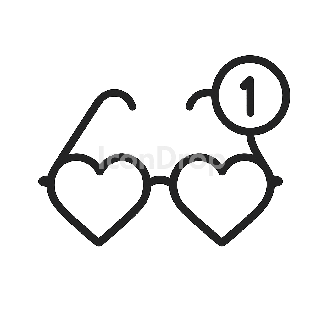 Heart Glasses Notification Icon Outline