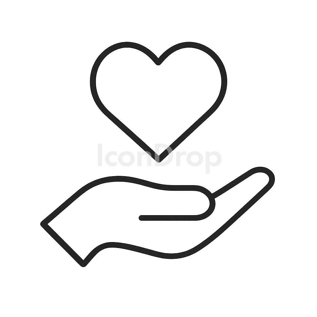 Heart Hand Icon Outline