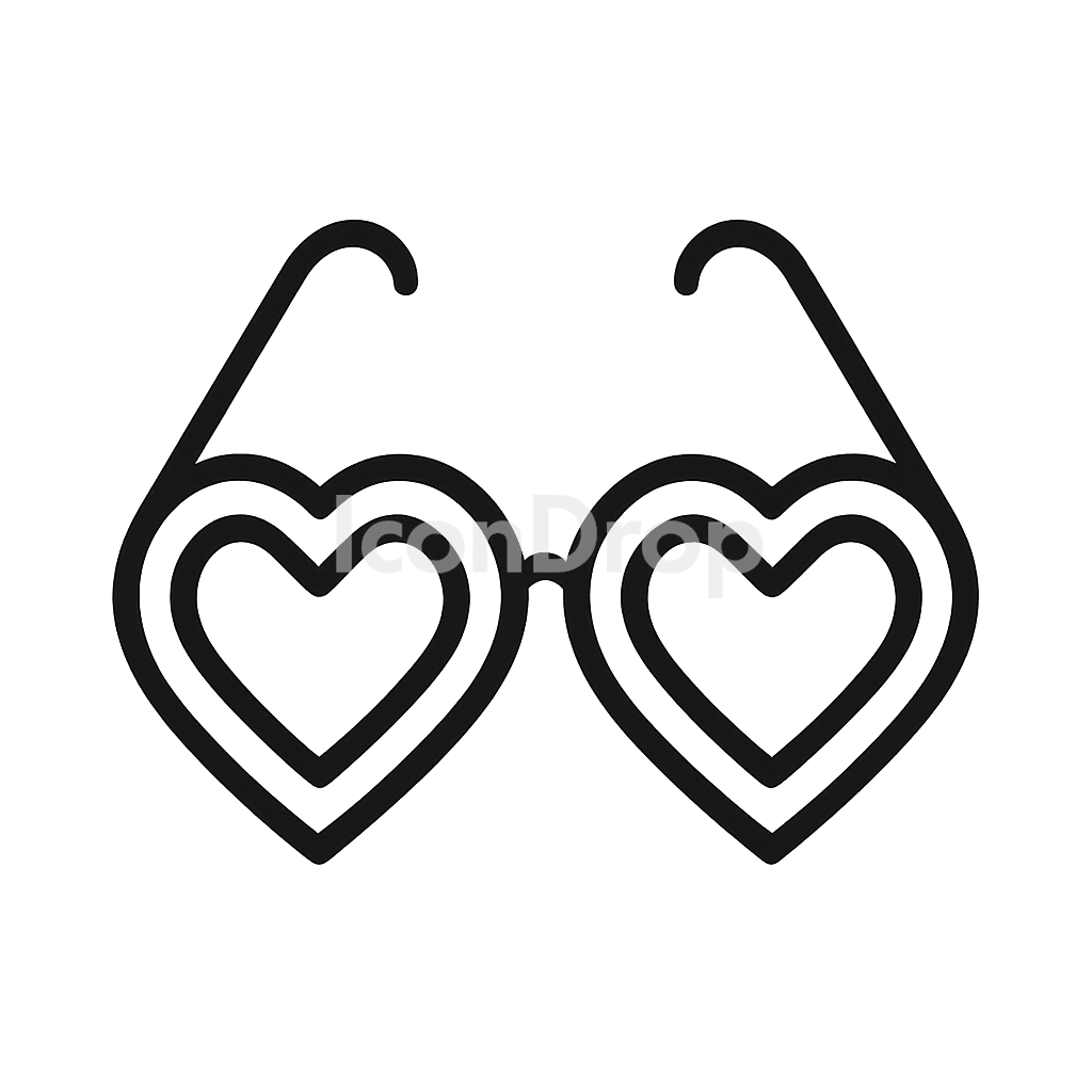 Heart Icon Glasses Outline