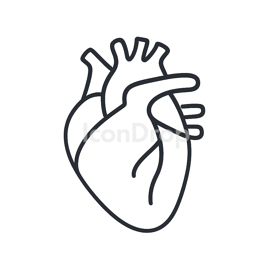 Heart Icon Organ Outline