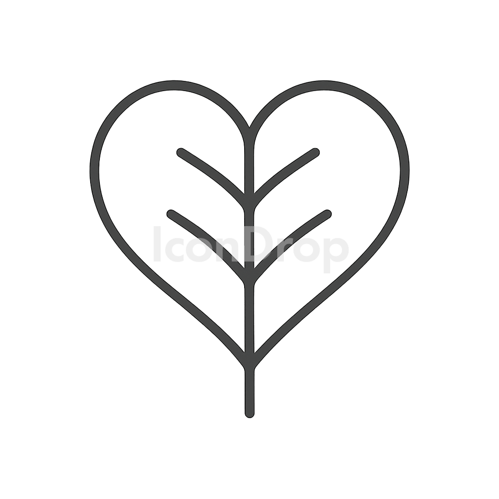 Heart Leaf Icon Outline