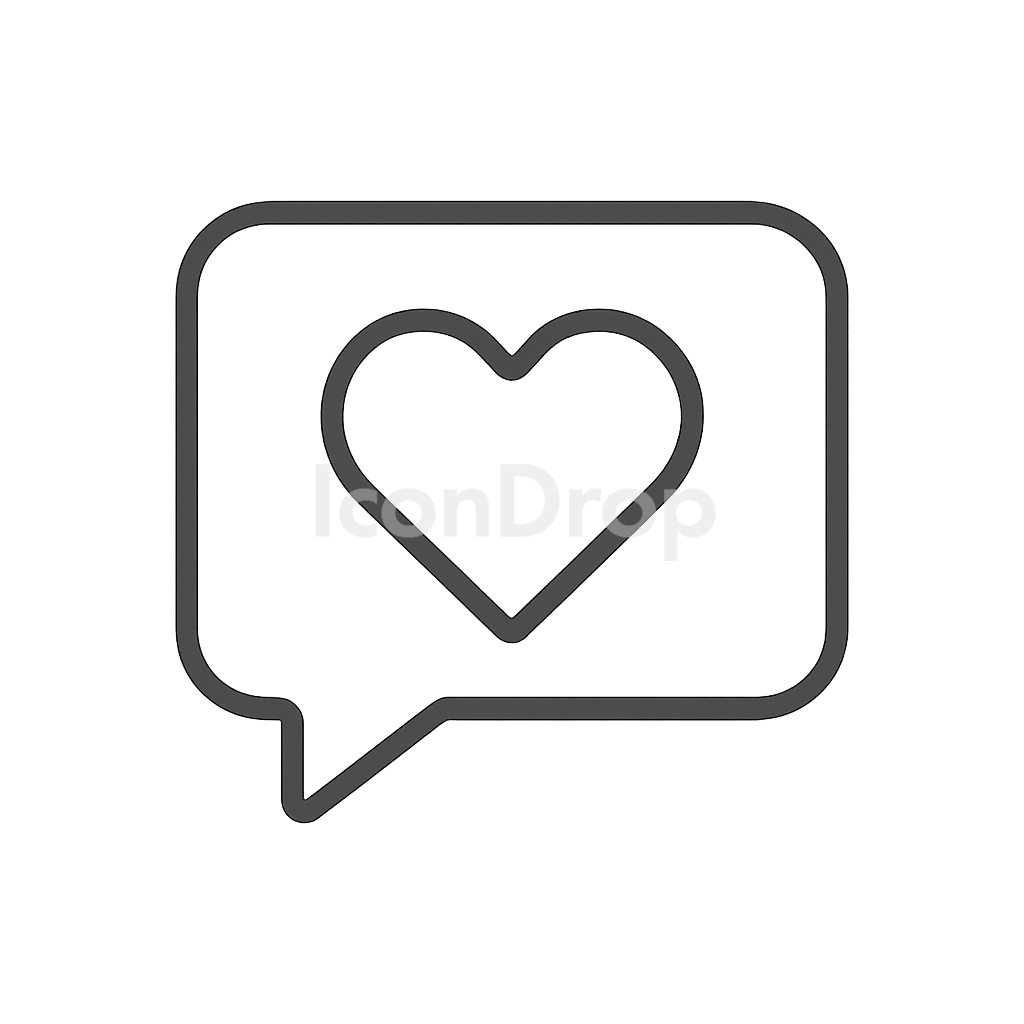 Heart Message Icon Outline