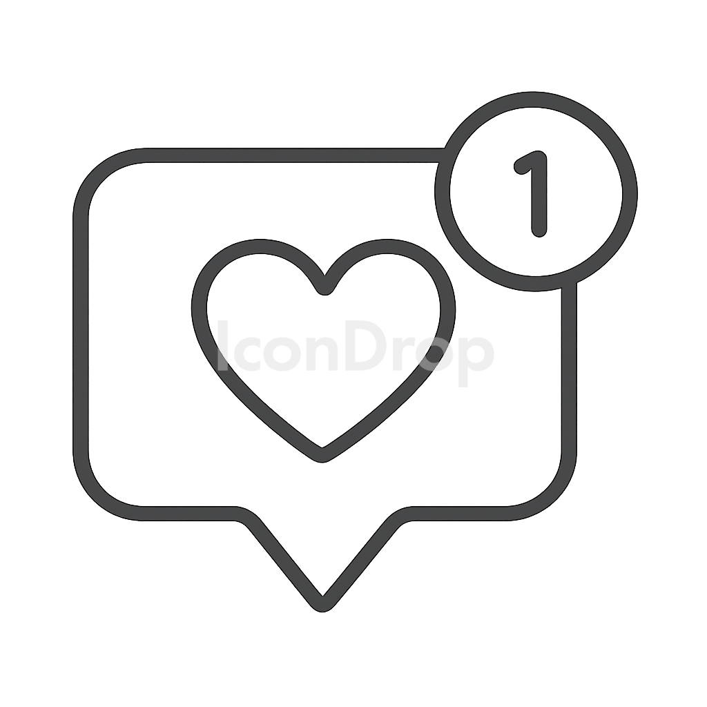 Heart Notification Icon App Outline