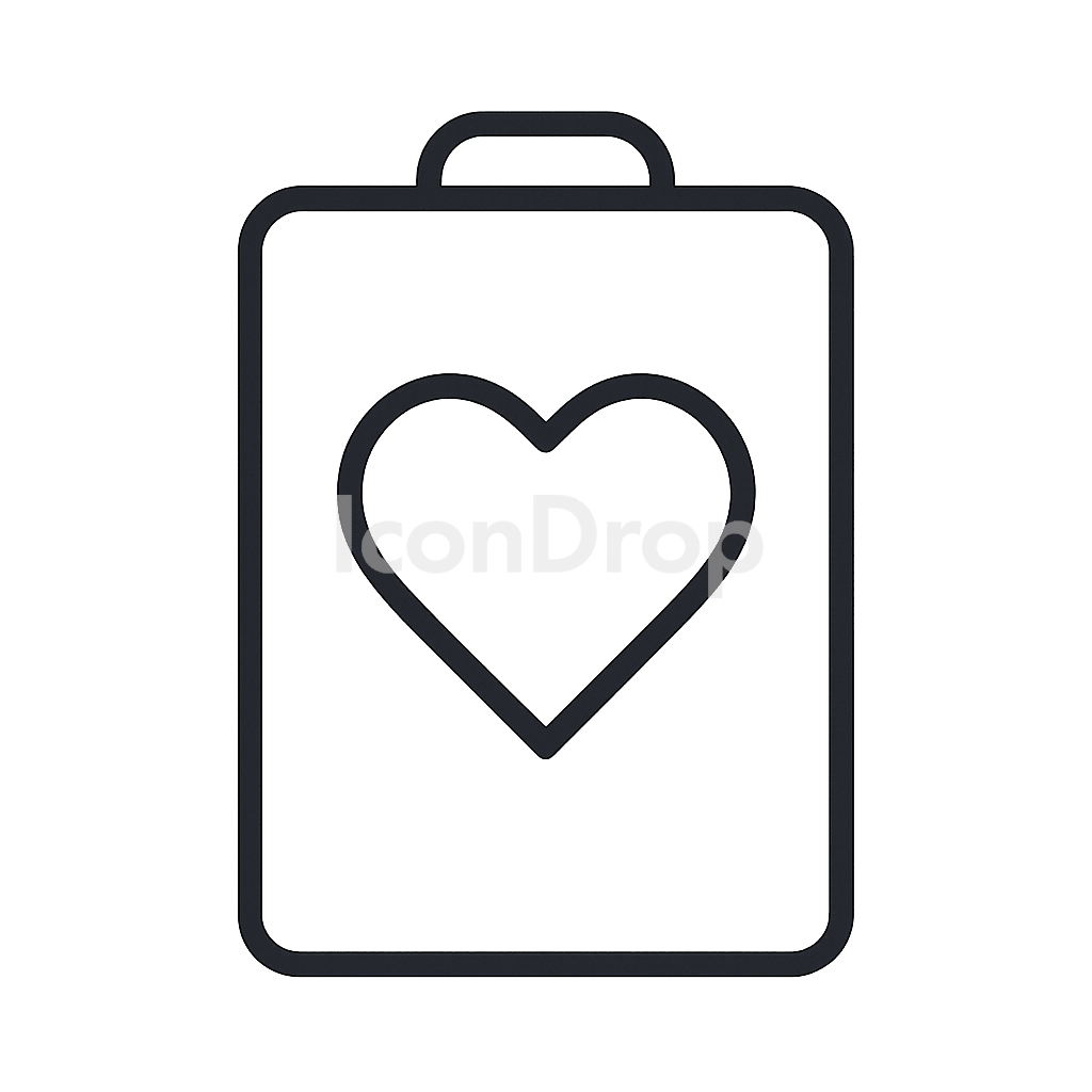 Heart Symbol On Battery Icon Outline