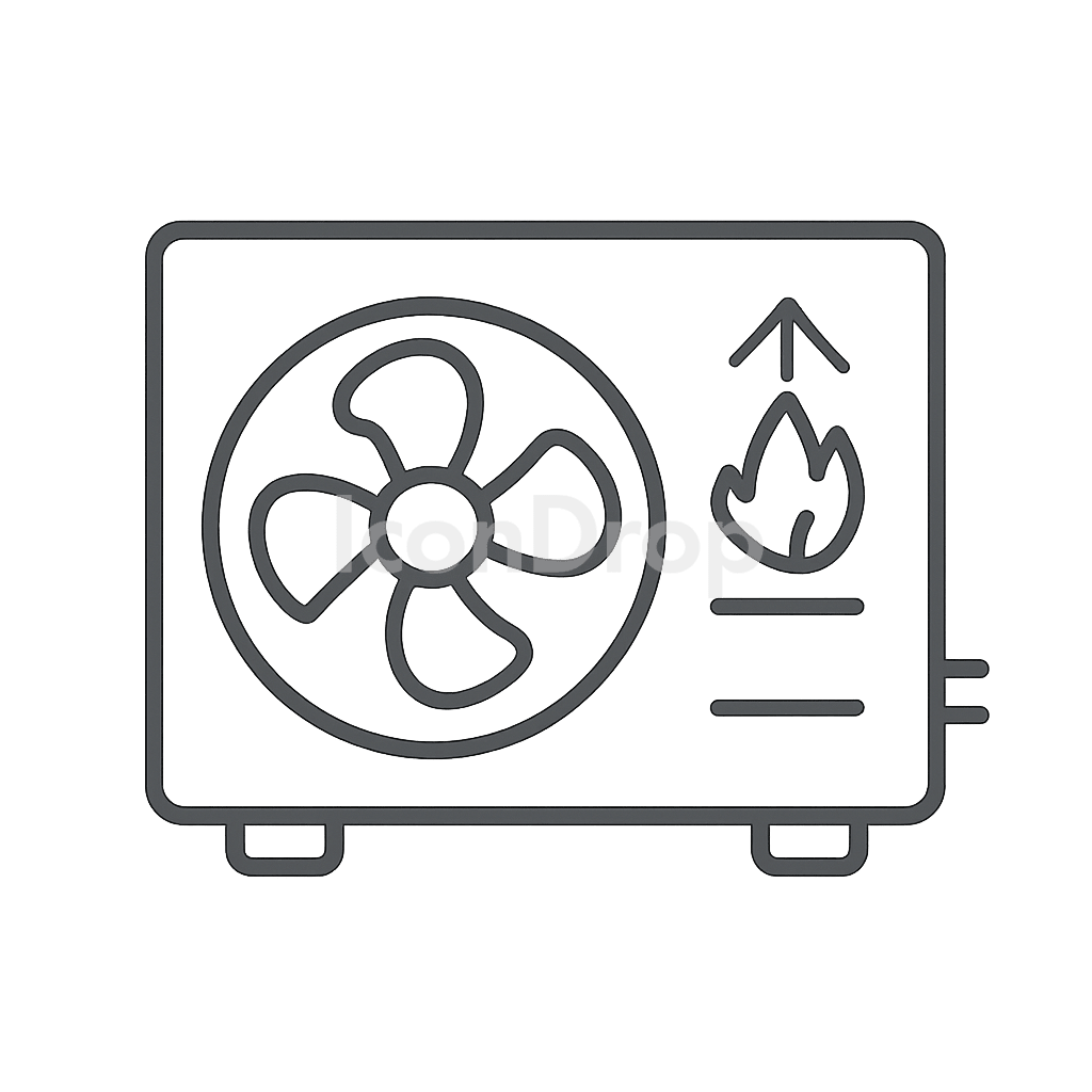 Heat Pump Icons Outline