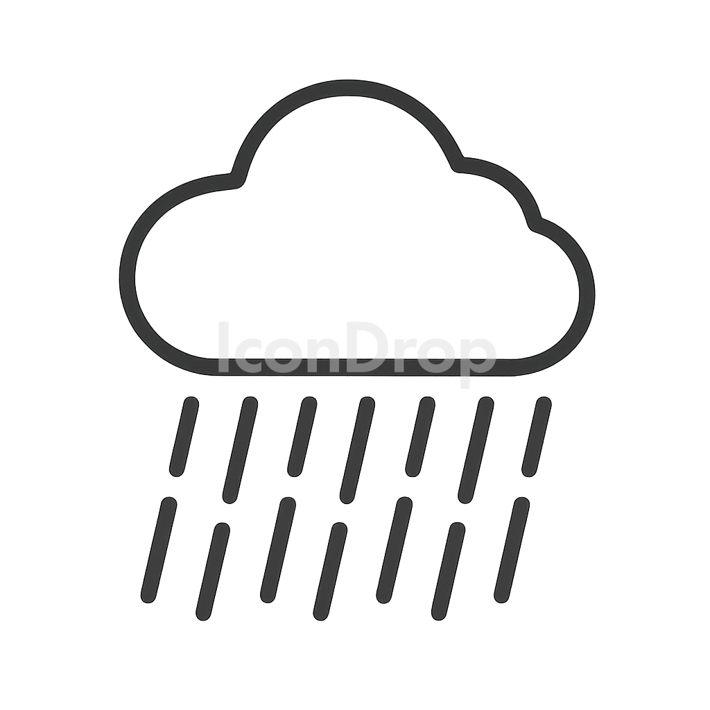 Heavy Rain Weather Icon Outline