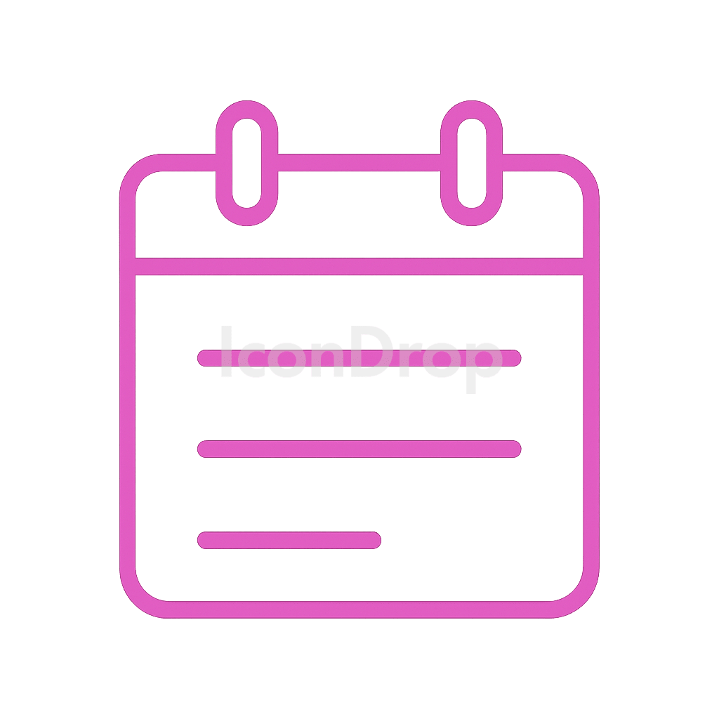 Hot Pink Calendar Icon Outline