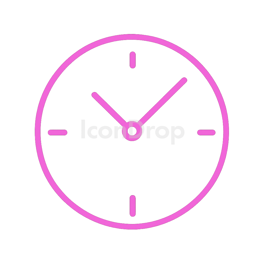Hot Pink Clock Icon Outline