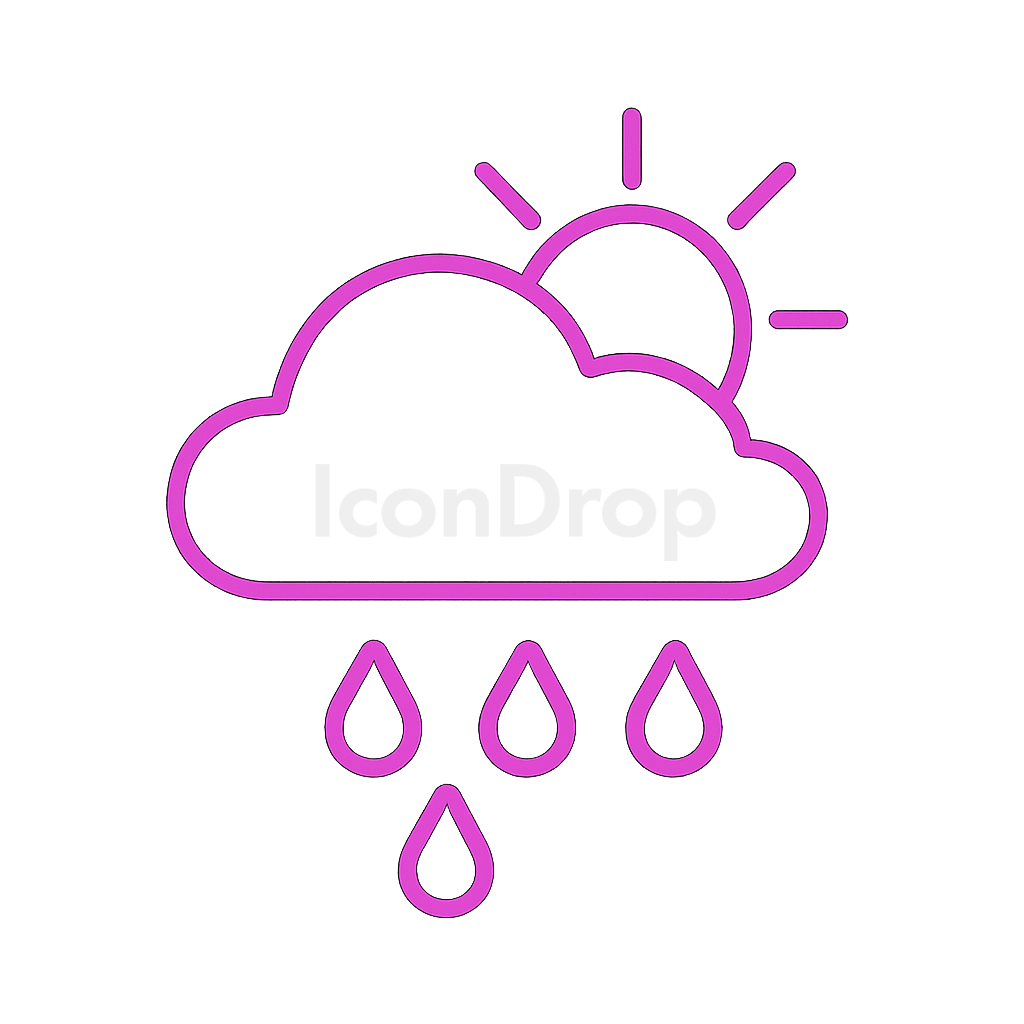 Hot Pink Weather Icon Outline