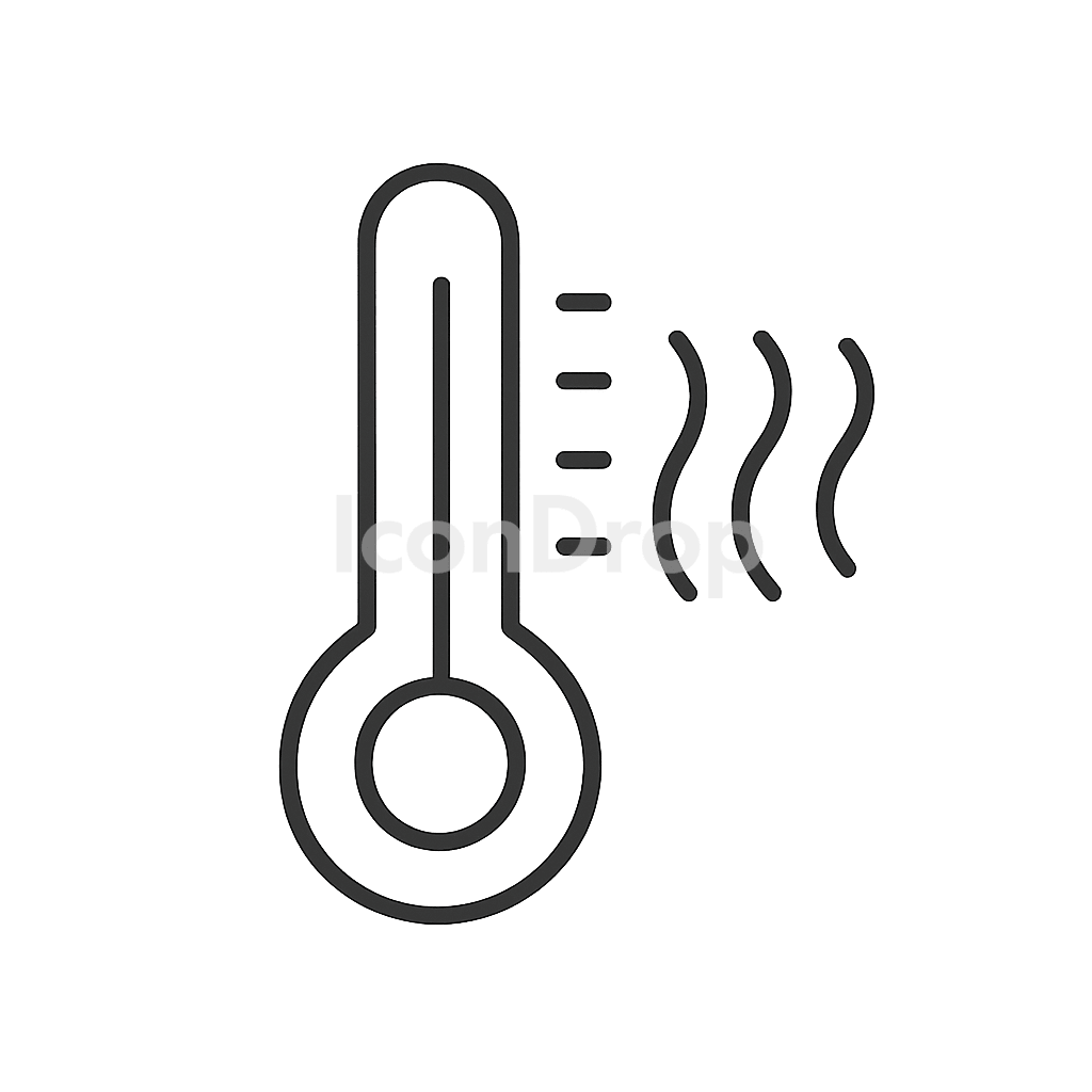 Hot Thermometer Icon Outline