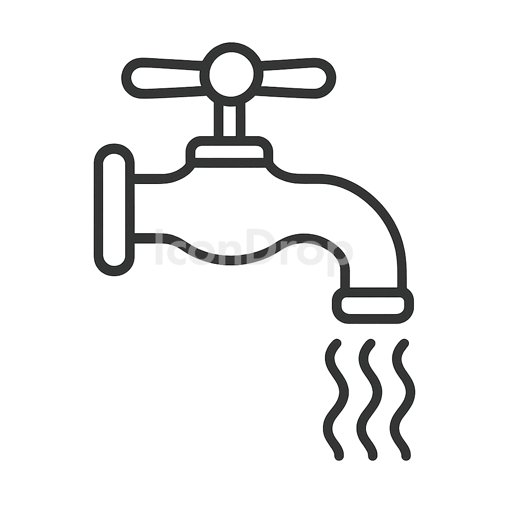 Hot Water Tap Icon Outline