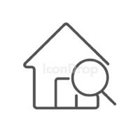 House With Magnifying Glass Icon Outline