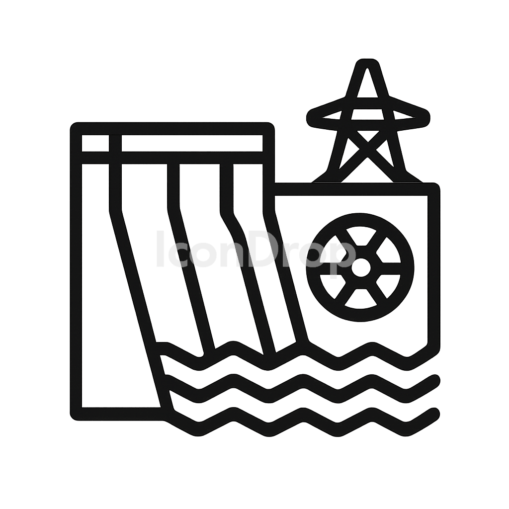 Hydro Power Plant Icon Outline