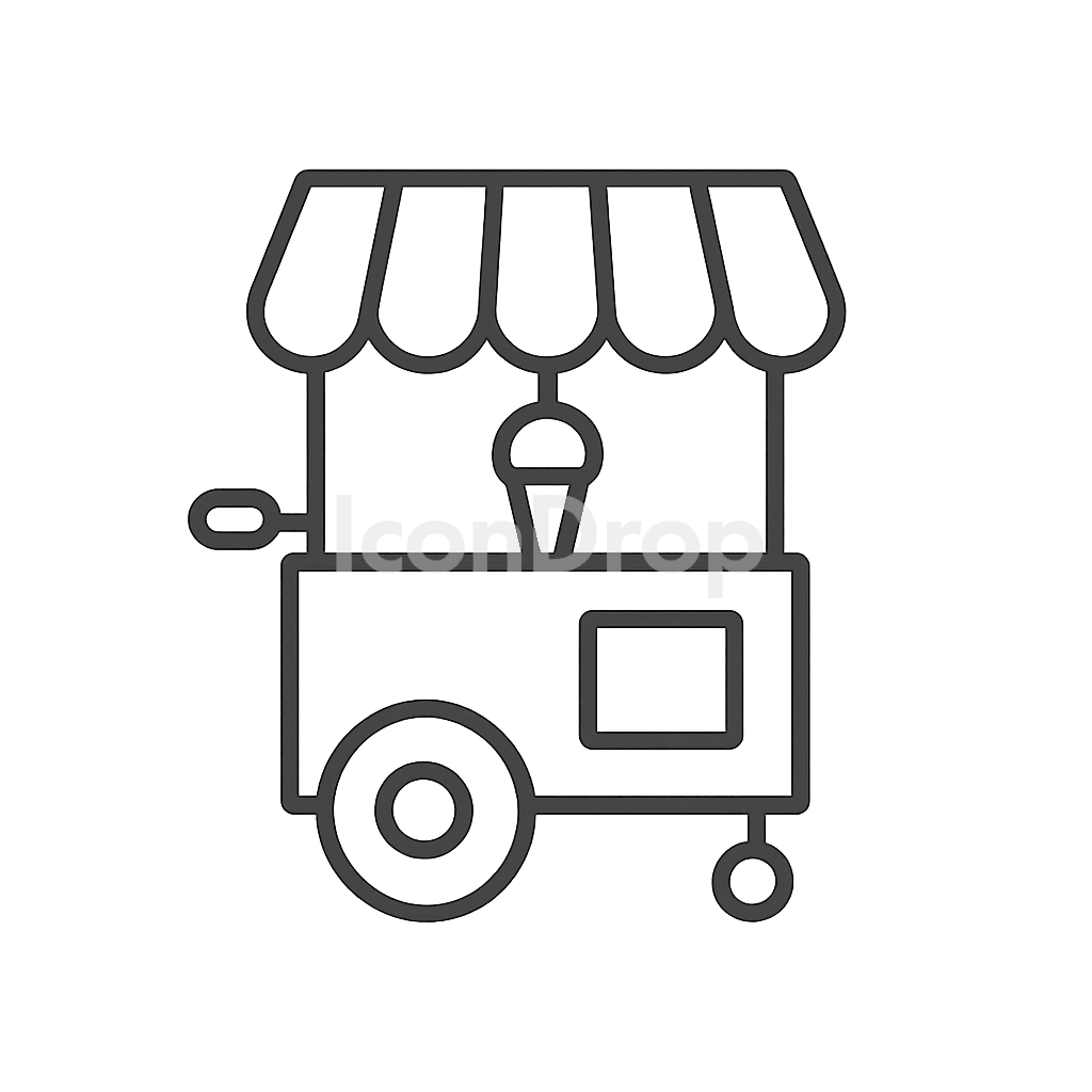 Ice Cream Cart Icon Outline