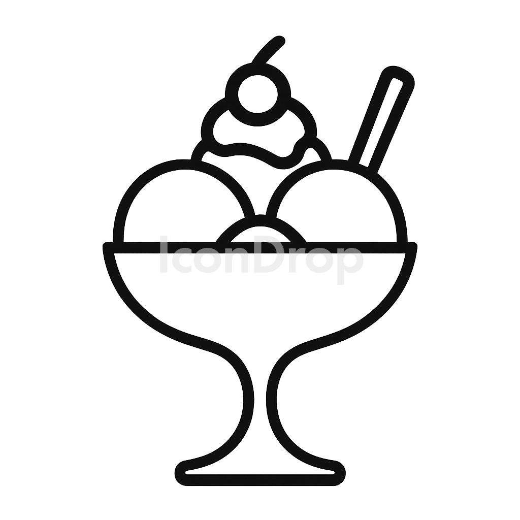 Ice Cream Sundae Icon Outline