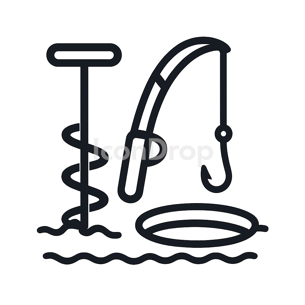 Ice Fishing Icon Outline