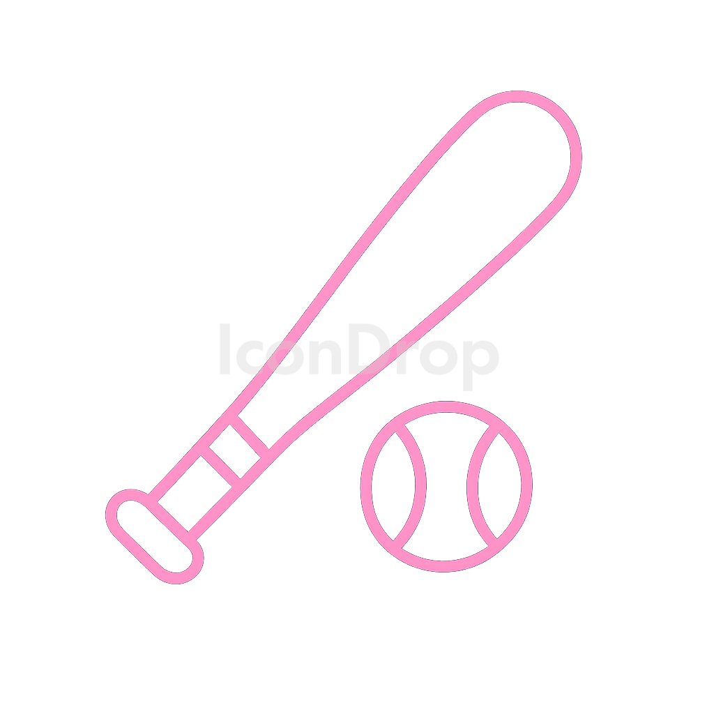 Icon Baseball Bat Pink Outline