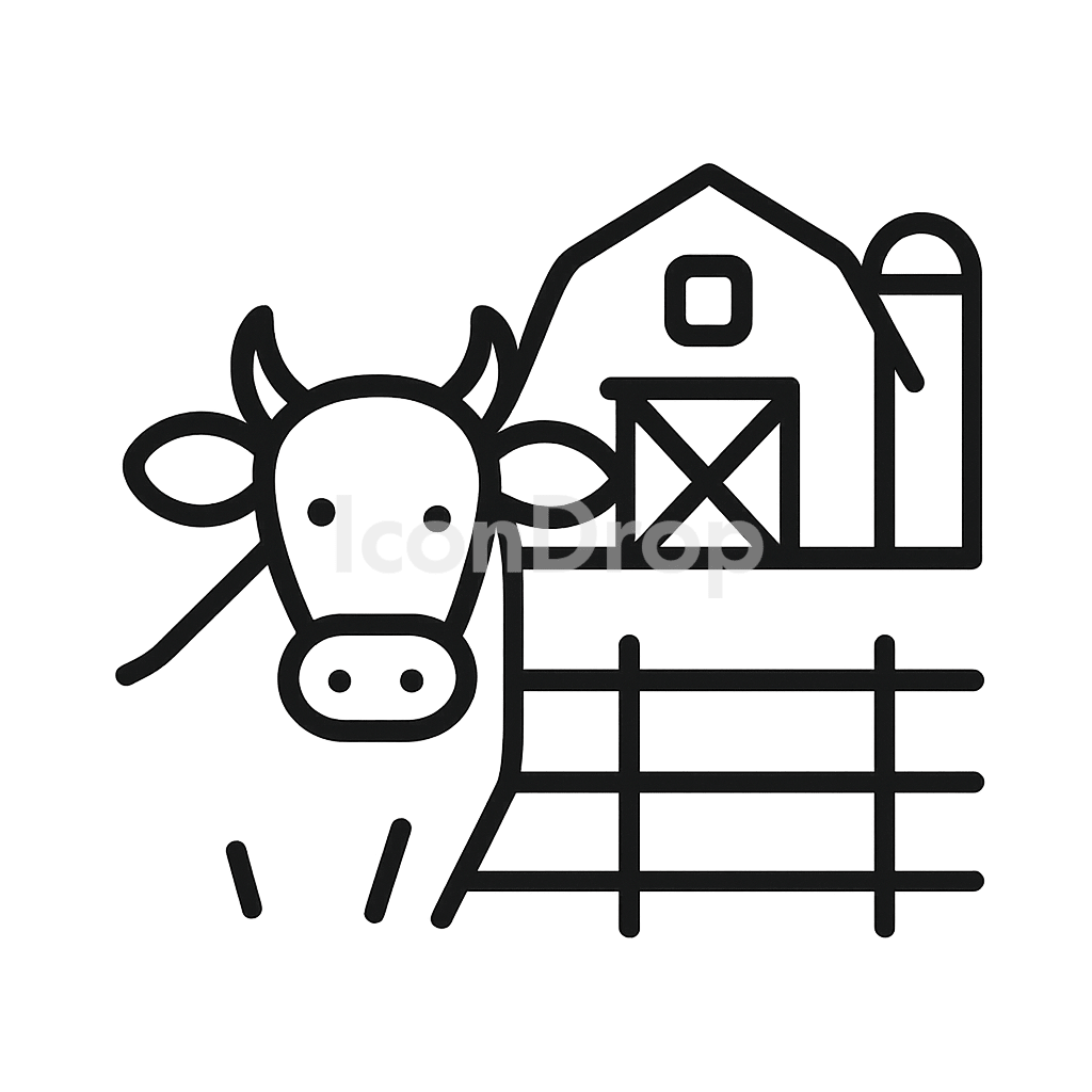 牧場（牛農場）のアイコン アウトライン