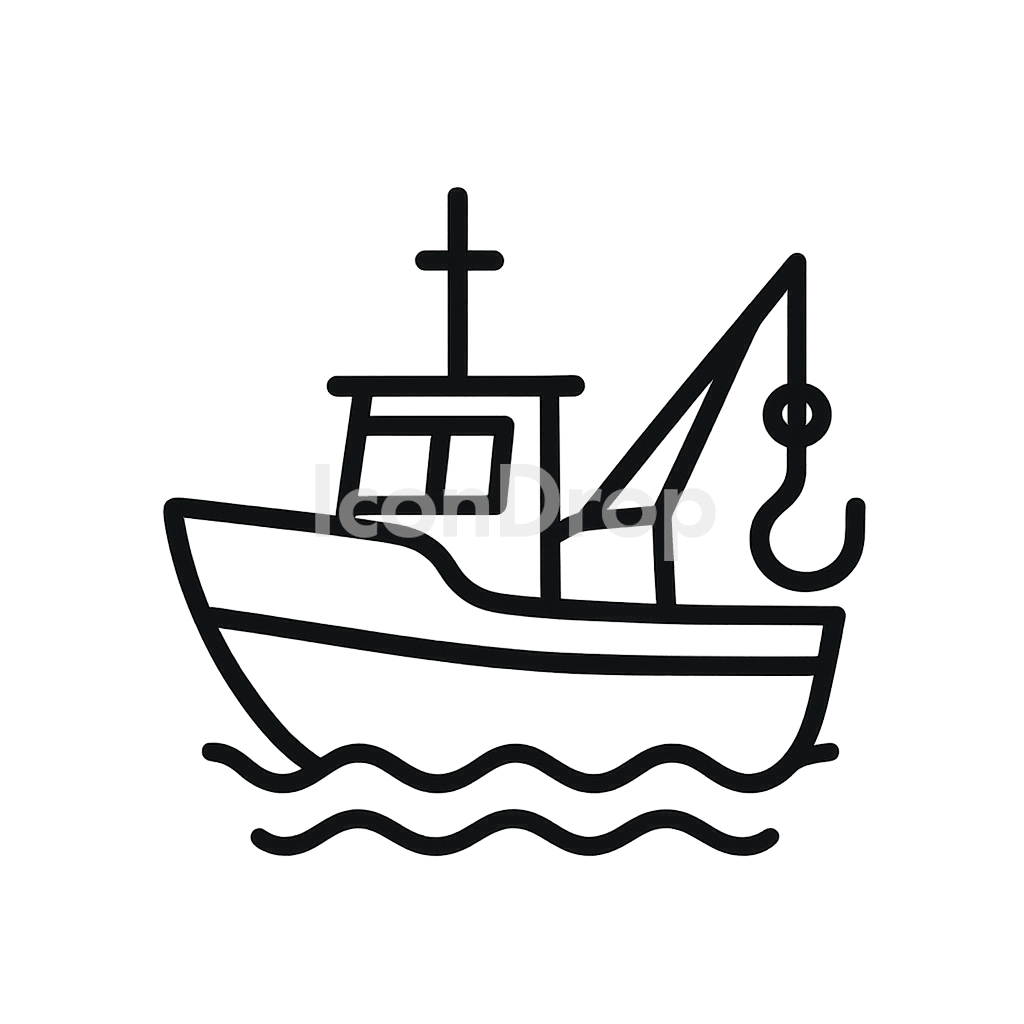 Icon Fishing Boat Outline